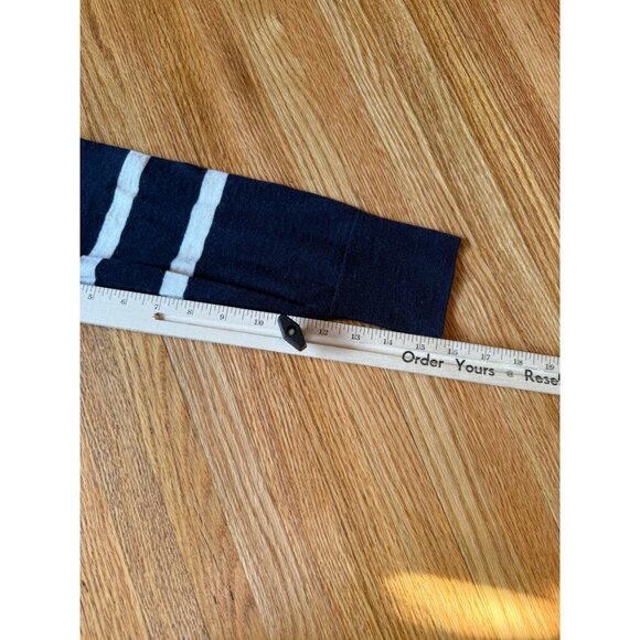 Banana Republic Womens Merino Wool Button Neck Striped Sweater Large Navy White - Picture 8 of 8